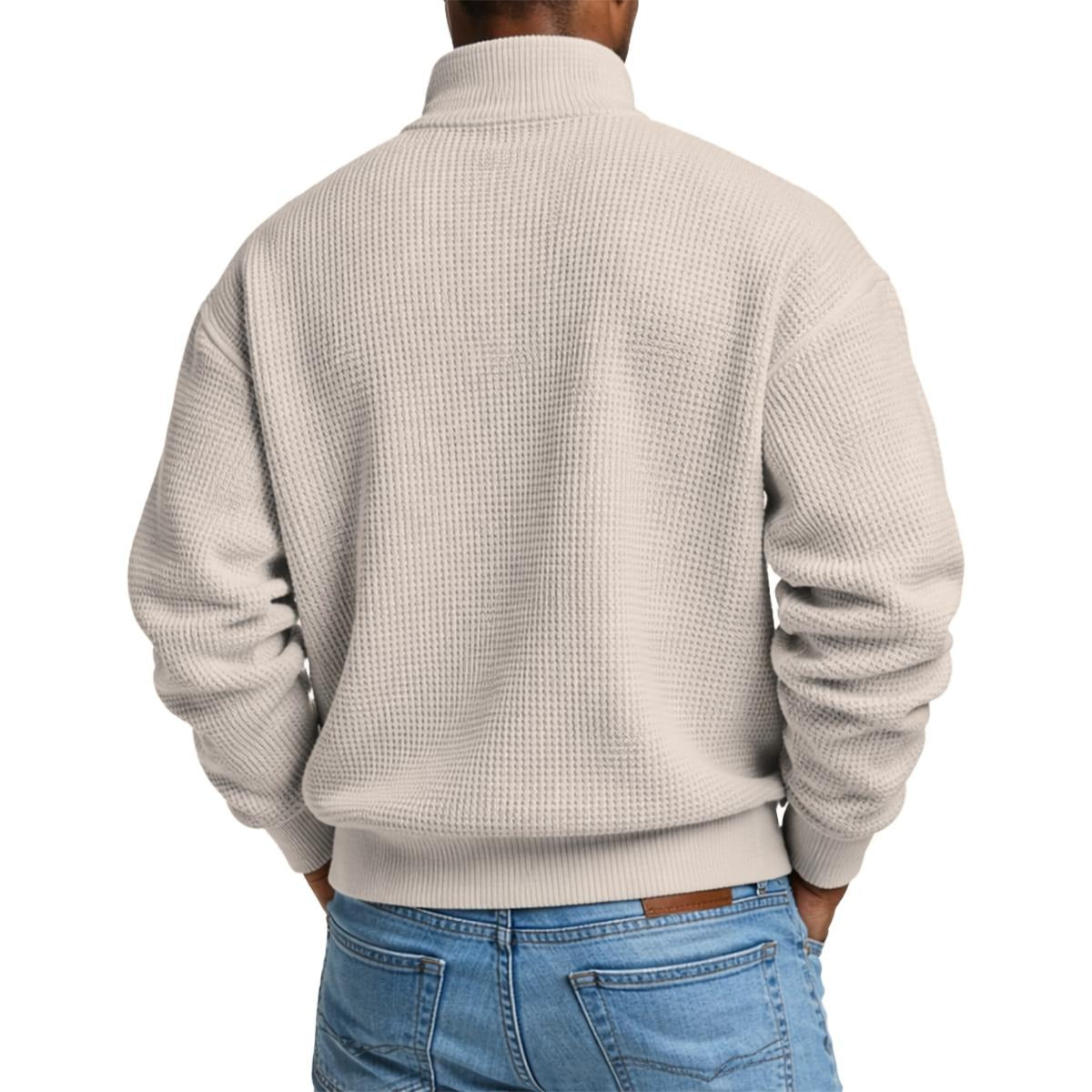 Men's Waffle Knit Casual Sweatshirt With Half Zipper|DTF