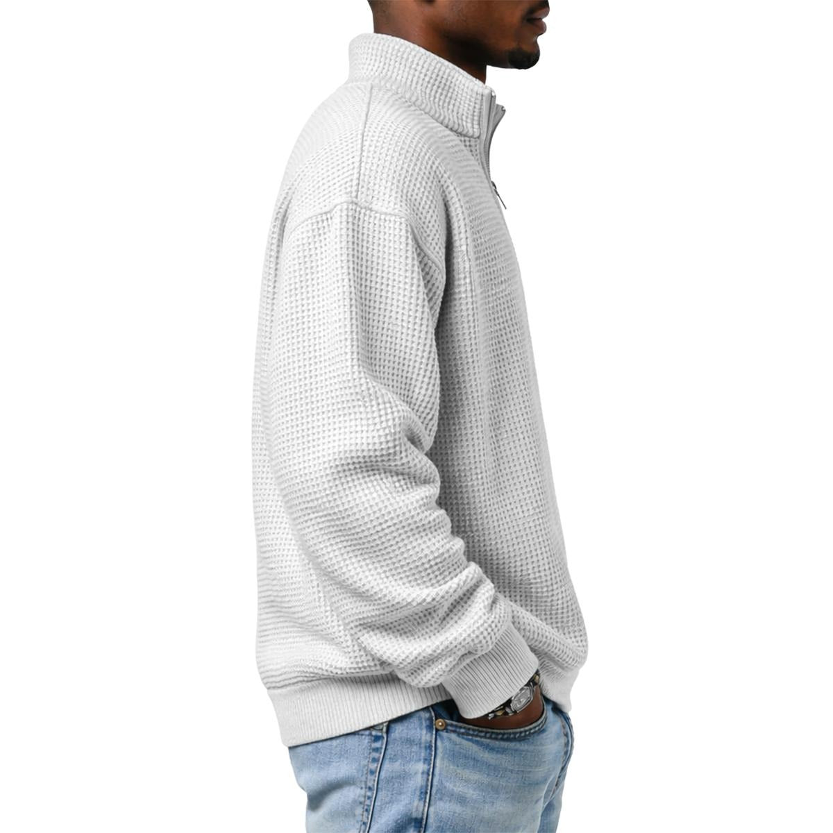 Men's Waffle Knit Casual Sweatshirt With Half Zipper|DTF