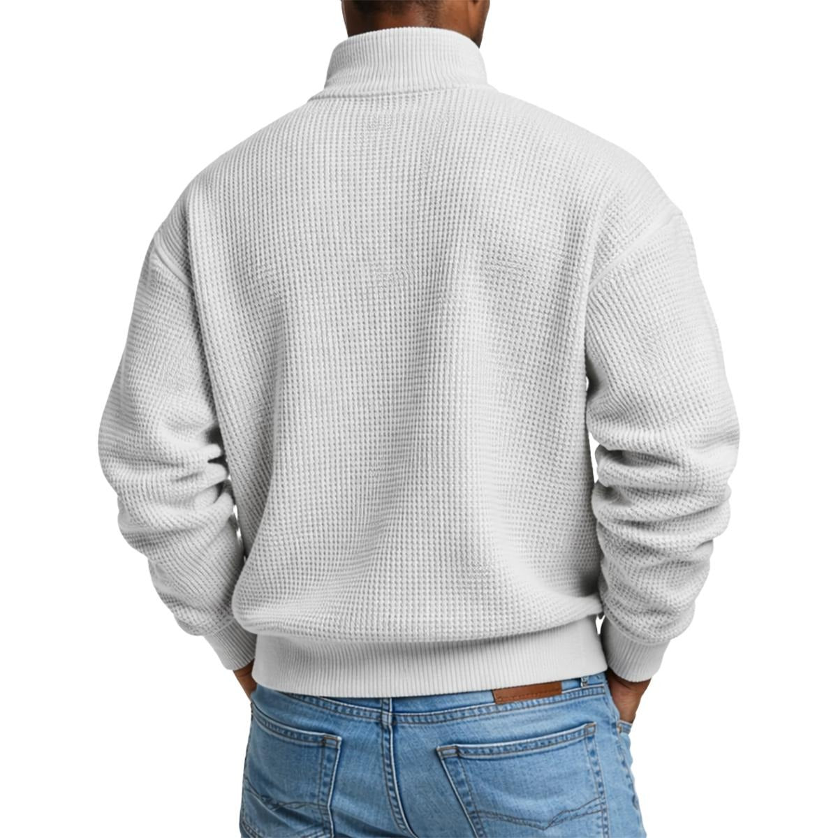 Men's Waffle Knit Casual Sweatshirt With Half Zipper|DTF
