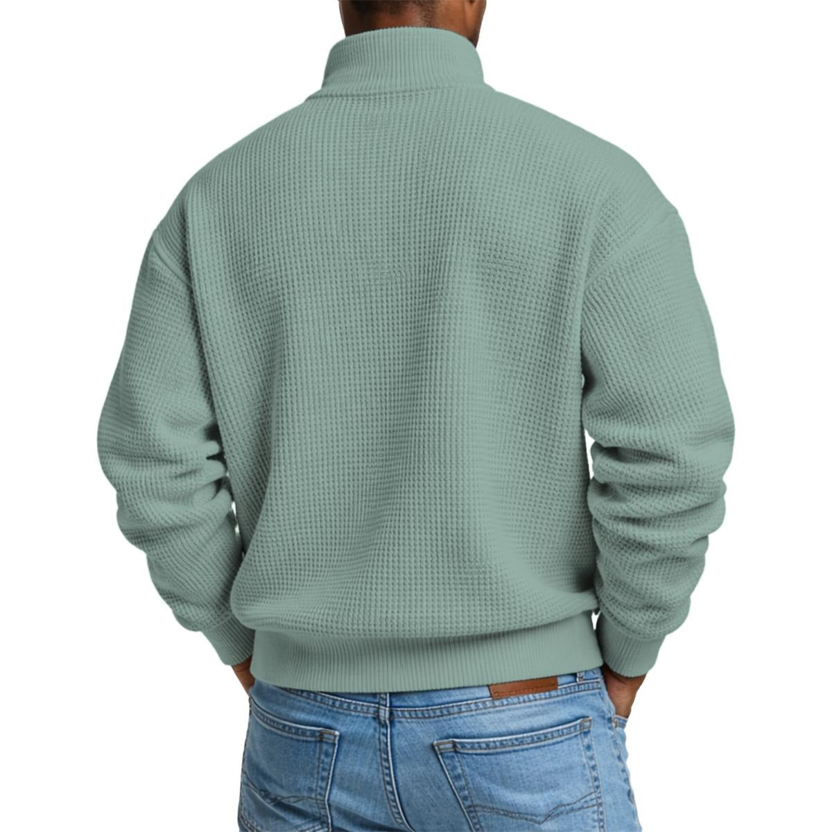 Men's Waffle Knit Casual Sweatshirt With Half Zipper|DTF