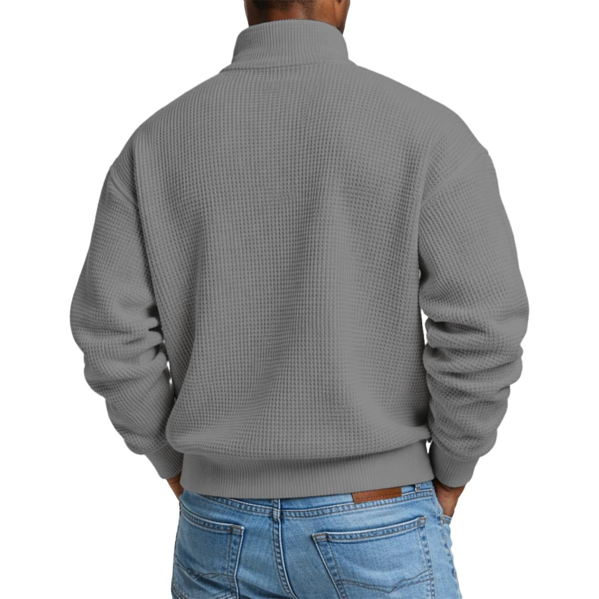 Men's Waffle Knit Casual Sweatshirt With Half Zipper|DTF
