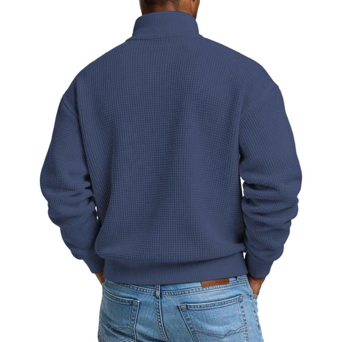 Men's Waffle Knit Casual Sweatshirt With Half Zipper|DTF