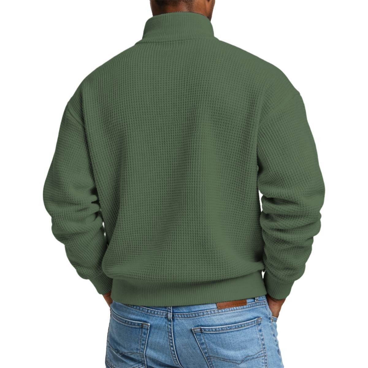 Men's Waffle Knit Casual Sweatshirt With Half Zipper|DTF