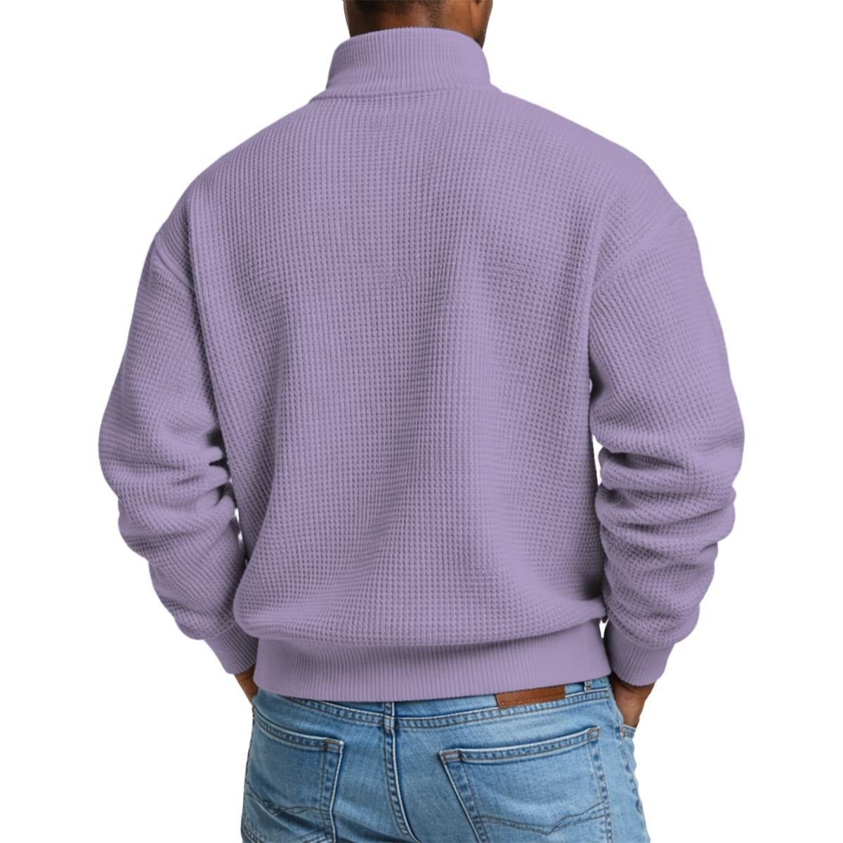Men's Waffle Knit Casual Sweatshirt With Half Zipper|DTF