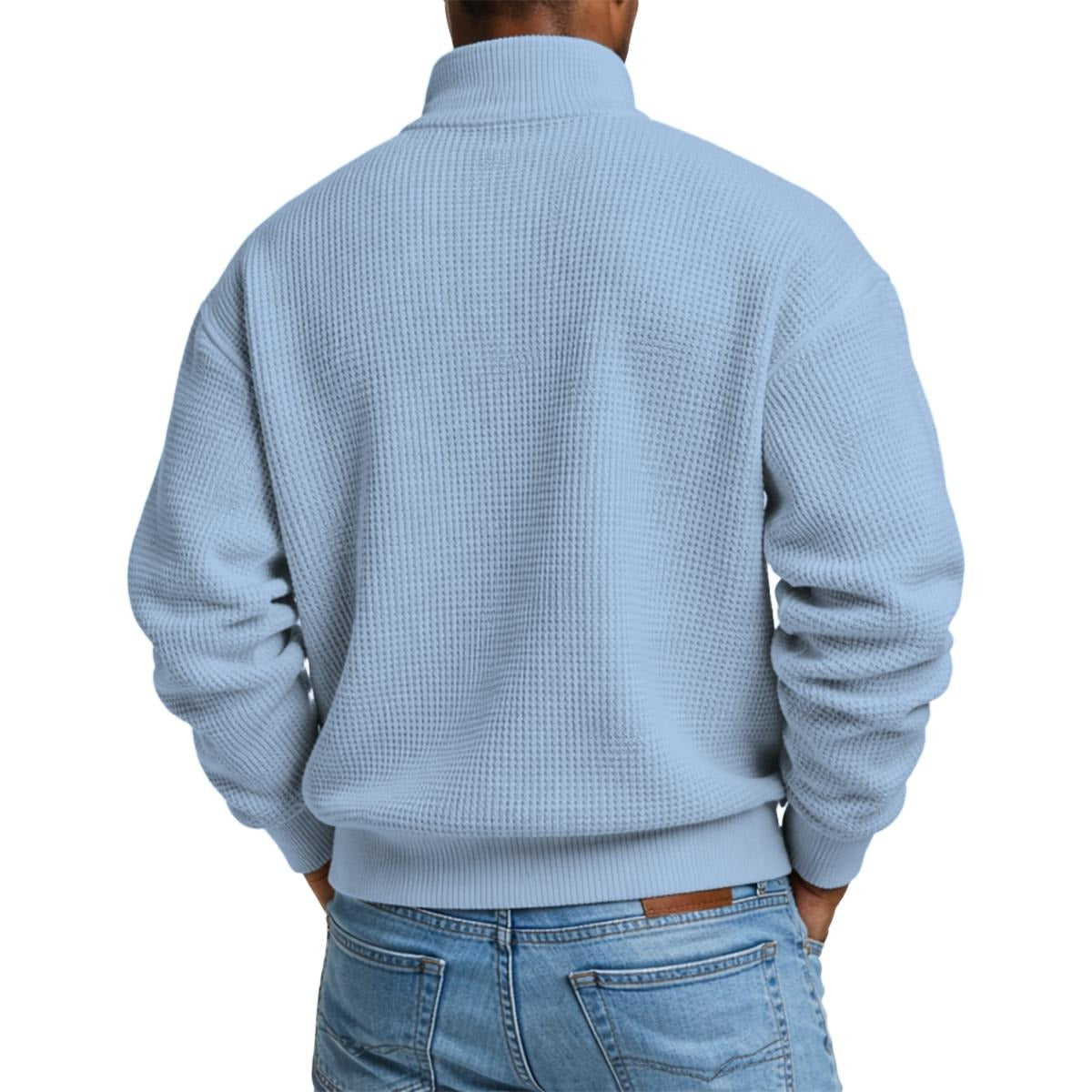 Men's Waffle Knit Casual Sweatshirt With Half Zipper|DTF