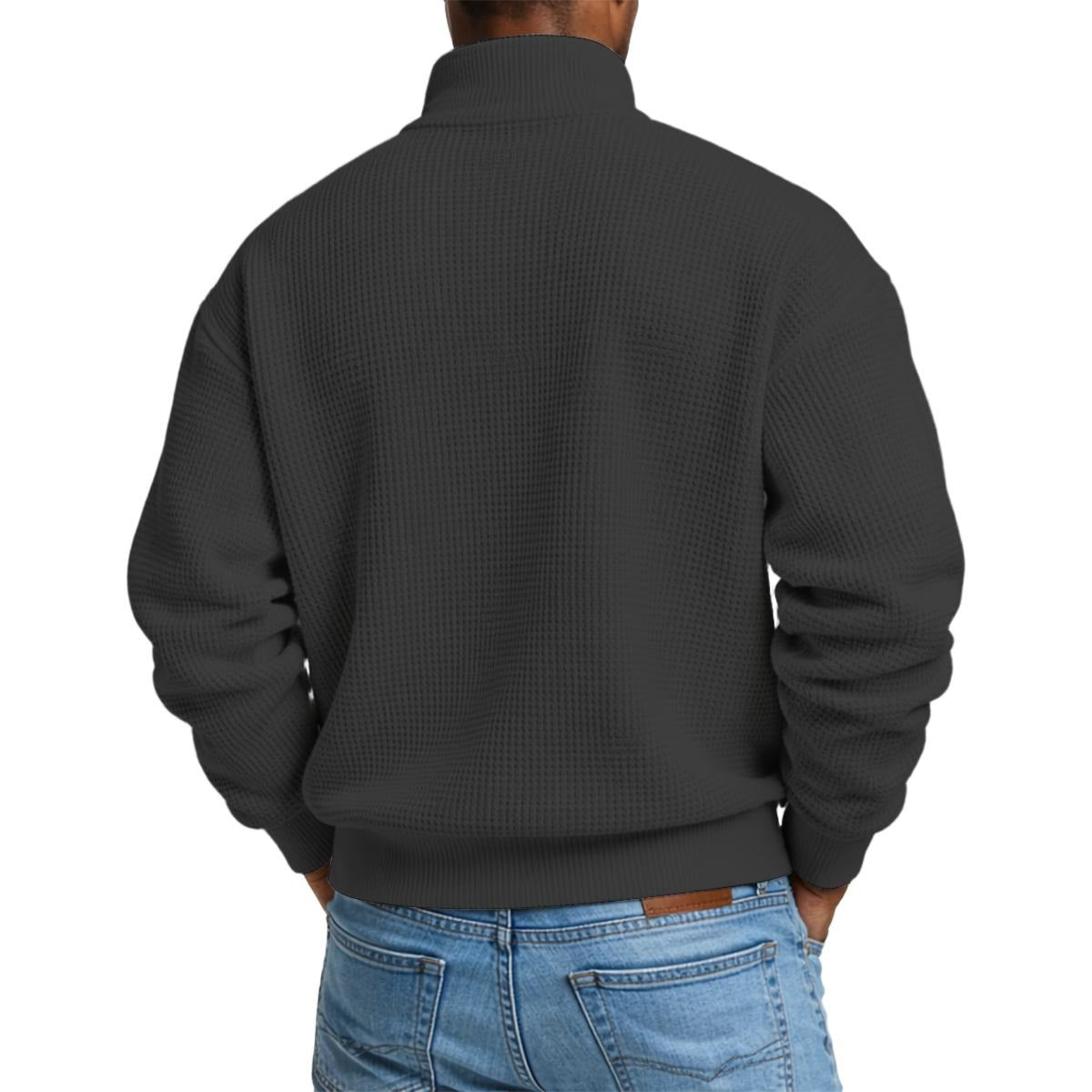 Men's Waffle Knit Casual Sweatshirt With Half Zipper|DTF