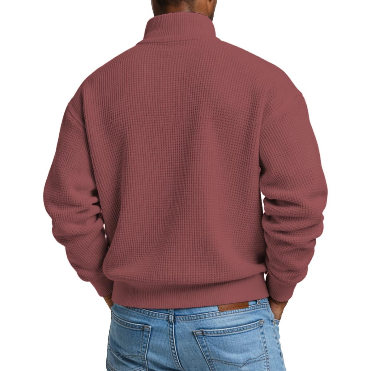 Men's Waffle Knit Casual Sweatshirt With Half Zipper|DTF